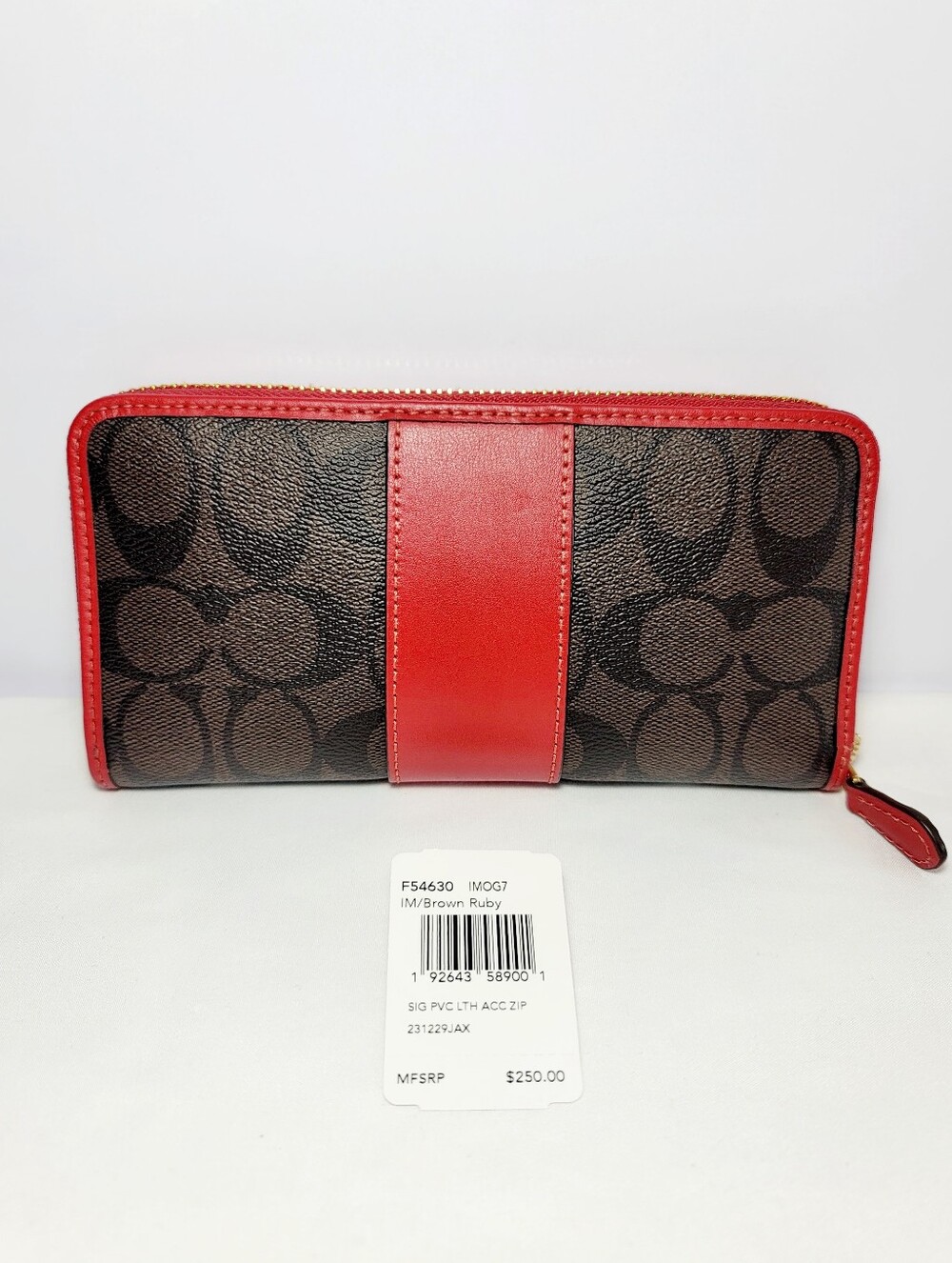 Coach Accordian zip Leather Brown Ruby Long wallet - Picture 2 of 16